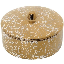 Διακοσμητικό Δοχείο Με Καπάκι ROD208K2 13x13x7,5cm White-Gold Espiel Κεραμικό
