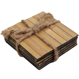 Σουβέρ Ξύλινο GAR115K6 10x10cm Brown Espiel Mdf,Bamboo