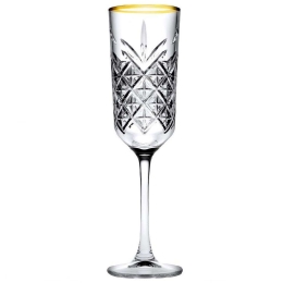 Ποτήρι Σαμπάνιας Golden Touch Timeless SP440356G4GD Φ6,4x22,5cm 175ml Clear-Gold Espiel Γυαλί