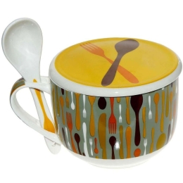 Κούπα Με Κουτάλι TAB0016 12x12x10cm Multi Espiel Πορσελάνη