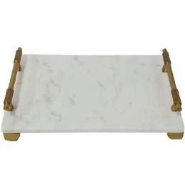 Δίσκος Σερβιρίσματος GET405 38x23x8cm White-Gold Espiel Μέταλλο,Μάρμαρο