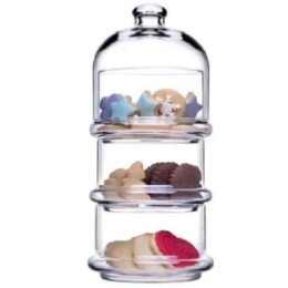 Ορντεβιέρα Τριώροφη Villa Patisserie SP96986G1 8,2x8,2x21,9cm Clear Espiel Γυαλί