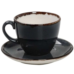 Φλυτζάνι Τσαγιού Με Πιατάκι Terra TLG110K6 Φ16x8cm 350ml Grey Espiel Πορσελάνη