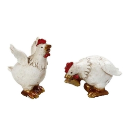 Διακοσμητική Κότα MT2710K6 5x5cm/5x6,5cm White-Red-Gold Espiel