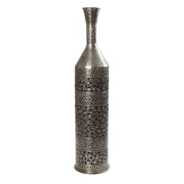 Βάζο Δαπέδου Με Ανάγλυφο Σχέδιο LAK530 19x57cm Silver Espiel Αλουμίνιο