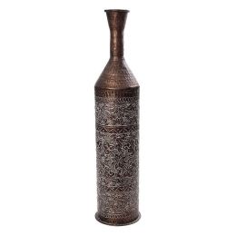 Βάζο Δαπέδου Με Ανάγλυφο Σχέδιο LAK538 19x57cm Brown Espiel Αλουμίνιο