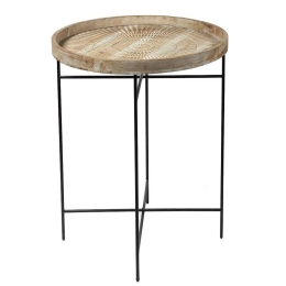 Τραπεζάκι Βοηθητικό LIX212 75x60x60cm Natural-Black Espiel
