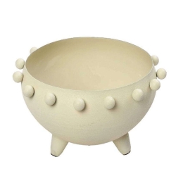 Διακοσμητικό Μπωλ Με Πόδι AKA242 14cm Cream Espiel Μέταλλο
