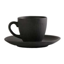 Φλιτζάνι Καφέ Με Πιατάκι Gobi OW2043K6 80ml Black Espiel Πορσελάνη