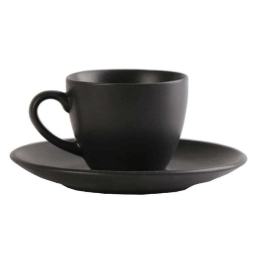 Φλιτζάνι Καφέ Με Πιατάκι Morgan OW2049K6 80ml Black Espiel Πορσελάνη