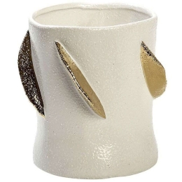 Βάζο Κεραμικό Φύλλα NIX110 19x19x18,2cm White-Gold Espiel Κεραμικό