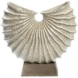 Διακοσμητικό Επιτραπέζιο Lucky Horn TAS103 31x12x30,5cm White-Brown Espiel Κεραμικό,Ξύλο