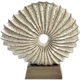 Διακοσμητικό Επιτραπέζιο Lucky Horn TAS109 42,5x12,5x37,3cm White-Brown Espiel Κεραμικό,Ξύλο