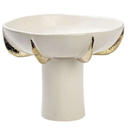 Διακοσμητικό Μπωλ NIX109 24,5x24,5x19,3cm White-Gold Espiel Κεραμικό