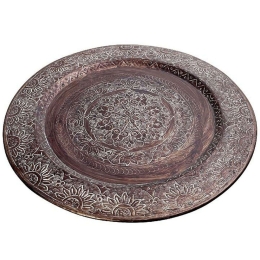 Διακοσμητικός Δίσκος Με Ανάγλυφο LAK510 Φ40x1cm Brown Espiel Αλουμίνιο