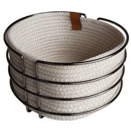 Καλάθι Ψωμιού ROB117 Φ21x10cm White Espiel Μέταλλο,Ύφασμα