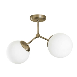 Φωτιστικό οροφής δίφωτο PWL-0997 pakoworld E27 χρυσό antique 40x15x30εκ