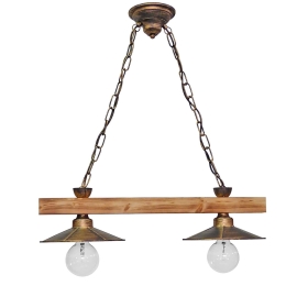 Φωτιστικό Οροφής R-150RAGA 2/L Chain 30-0037 Bronze Μέταλλο,Ξύλο