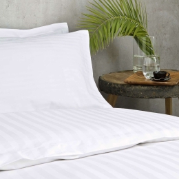 Σεντόνι Ξενοδοχείου White 240 Κλωστές Σατέν ρίγα 1cm 100% Βαμβάκι Πενιέ Μονό 160x280cm 100% Πενιέ Βαμβάκι