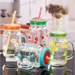 Ποτήρι Γυάλινο με Καλαμάκι “Happy Summer”, 500 ml