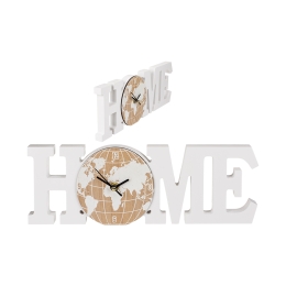 Άσπρο Ξυλινο Ρολόϊ Home με σχέδιο Χάρτη