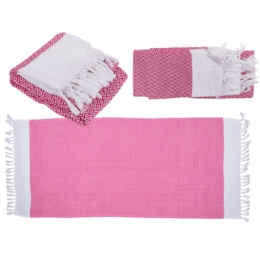 Ροζ λευκή premium πετσέτα Fouta 80 x 170 cm, 80% βαμβάκι &amp; 20% πολυεστέρας