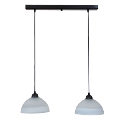 Φωτιστικό Οροφής - Ράγα GL-1020Raga 2L CE 02-0230 Black-White Heronia Μέταλλο,Γυαλί