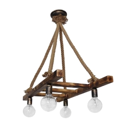 Φωτιστικό Οροφής - Ράγα Skala/4  31-1046 Rope UT-BR Heronia Ξύλο,Σχοινί