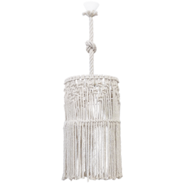 Φωτιστικό Οροφής Mac-01 Φ30 1/L Macrame 31-1060 White Heronia Σχοινί, Πλαστικό