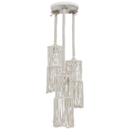 Φωτιστικό Οροφής Mac-01Pendel 3/L Macrame 31-1062 White Heronia Σχοινί, Πλαστικό