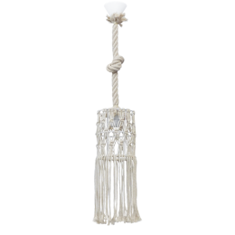 Φωτιστικό Οροφής Mac-02 Φ15 1/L Macrame 31-1063 White Heronia Σχοινί,Μέταλλο