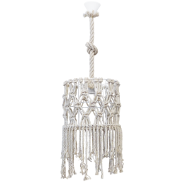 Φωτιστικό Οροφής Mac-02 Φ30 1/L Macrame 31-1064 White Heronia Σχοινί,Μέταλλο