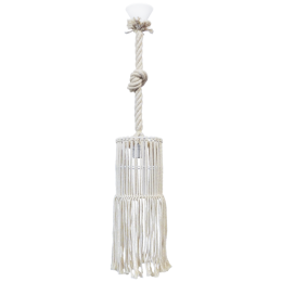 Φωτιστικό Οροφής Mac-03 Φ15 1/L Macrame 31-1065 White Heronia Σχοινί,Μέταλλο