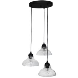 Φωτιστικό Οροφής GL-5060 Pendel 3/L BL-Transparante 02-0263 Heronia Μέταλλο,Γυαλί