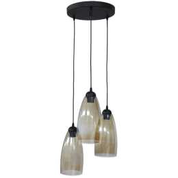 Φωτιστικό Οροφής GL-5050 Pendel 3/L BL-Fume 02-0283 Heronia Μέταλλο,Γυαλί