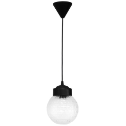 Φωτιστικό Οροφής Lp-110K 11-0267 Βιδωτό Γυαλί Σφαιράκι Clear Φ15cm 90cm Black Heronia