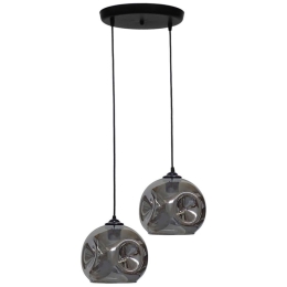 Φωτιστικό Οροφής Pop 02-0390 2/Ε27 Μπάλες Φ20cm Φ36x85cm Fume-Black Heronia Μέταλλο,Γυαλί