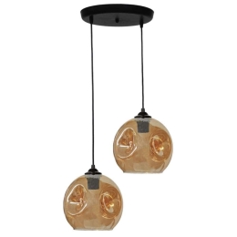 Φωτιστικό Οροφής Pop 02-0392 2/Ε27 Μπάλες Φ20cm Φ36x85cm Black-Honey Heronia Μέταλλο,Γυαλί