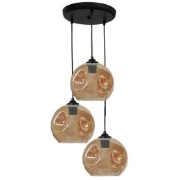 Φωτιστικό Οροφής Pop 02-0394 3/Ε27 Μπάλες Φ20cm Φ36x85cm Black-Honey Heronia Μέταλλο,Γυαλί