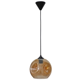 Φωτιστικό Οροφής Pop 02-0405 1/Ε27 Φ20x90cm Black-Honey Heronia Μέταλλο,Γυαλί