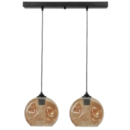Φωτιστικό Οροφής - Ράγα Pop 02-0396 2/Ε27 Φ20x55x100cm Black-Honey Heronia Μέταλλο,Γυαλί