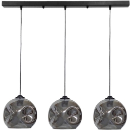 Φωτιστικό Οροφής - Ράγα Pop 02-0395 3/Ε27 Φ20x80x100cm Fume-Black Heronia Μέταλλο,Γυαλί
