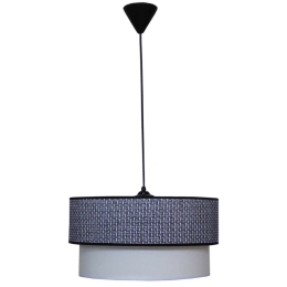 Φωτιστικό Οροφής 14-0266 1/Ε27 Φ40/35x95cm Αμπαζούρ Black-White Heronia Μέταλλο,Ύφασμα