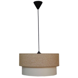 Φωτιστικό Οροφής 14-0279 1/Ε27 Φ40/35x95cm Αμπαζούρ Brown-Cream Heronia Μέταλλο,Ύφασμα