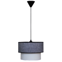 Φωτιστικό Οροφής 14-0267 1/Ε27 Φ30/25x95cm Αμπαζούρ Black-White Heronia Μέταλλο,Ύφασμα