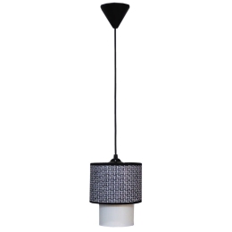 Φωτιστικό Οροφής 14-0268 1/Ε27 Φ16,5/10x95cm Αμπαζούρ Black-White Heronia Μέταλλο,Ύφασμα