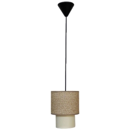Φωτιστικό Οροφής 14-0281 1/Ε27 Φ16,5/10x95cm Αμπαζούρ Brown-Cream Heronia Μέταλλο,Ύφασμα