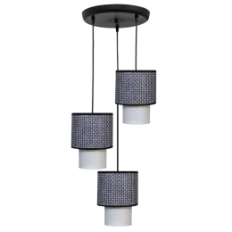 Φωτιστικό Οροφής 14-0270 3/Ε27 Φ34x90cm Αμπαζούρ Φ16,5/10cm Black-White Heronia Μέταλλο,Ύφασμα