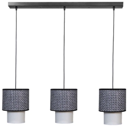 Φωτιστικό Οροφής - Ράγα 14-0274 3/Ε27 100x100cm Αμπαζούρ Φ16,5/10cm Black-White Heronia Μέταλλο,Ύφασμα