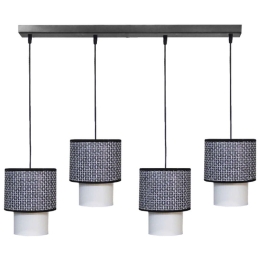 Φωτιστικό Οροφής - Ράγα 14-0275 4/Ε27 120x100cm Αμπαζούρ Φ16,5/10cm Black-White Heronia Μέταλλο,Ύφασμα